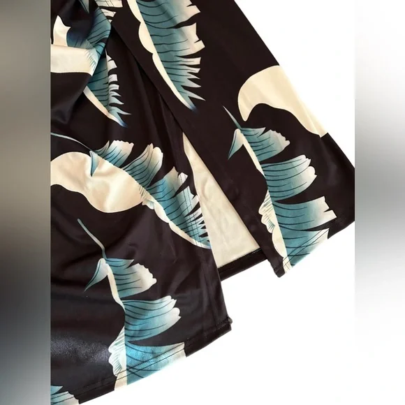 Plus size Casual Shoulder Floral tropical Print Ruched High Slit Dresses 2X NWOT - Picture 4 of 11